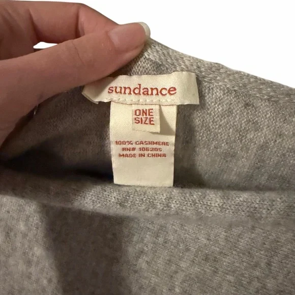 Sundance Cashmere Fringe Homefire Gray Knit Sweater Poncho Wrap One Size - Picture 4 of 8